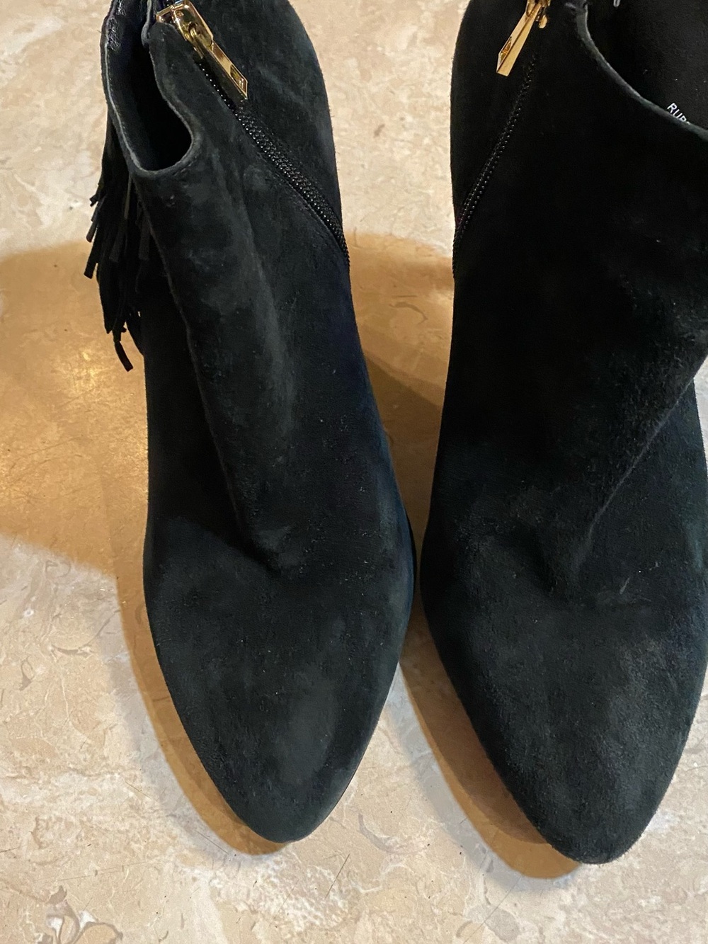 Ann Taylor Black Suede Pointed Toe Ankle Booties